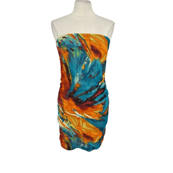 Vintage Dresses & Skirts - Vintage 90s Y2K NOM Bandage Dress Size M Mesh Colorful Artsy Rave Festival